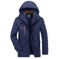 Parka invernale da uomo blu navy con fodera in pile spessa e cappuccio staccabile - 5XL / Blu scuro