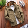 Veste d'hiver à capuche kaki pour hommes avec doublure polaire et broderie - 3XL / Kaki
