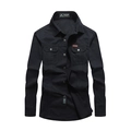 Herren Langarm Outdoor Arbeitshemd in Schwarz, schmale Passform mit Brusttaschen - 6XL / Schwarz Blau
