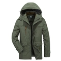 Giacca invernale da uomo foderata in pile con cappuccio in colore verde oliva - 4XL / Verde Militare