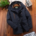 Parka invernale da uomo blu marino con fodera in pile e cappuccio rimovibile per l'esterno - 2XL / Blu Reale