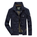Giacca casual blu scuro da uomo con collo alto e tasche funzionali per l'esterno - 6XL / Blu