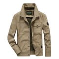 Giacca outdoor da uomo in cotone kaki con ricami e tasca cargo sul petto - 6XL / Cachi