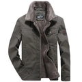 Giacca invernale da uomo in grigio-verde scuro con calda fodera in montone - XL / Verde Militare