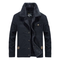 Giacca cargo blu scuro da uomo con calda fodera in pile grigio e ricamo - 4XL / Blu scuro