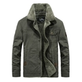 Giacca cargo uomo verde militare con calda fodera in pile e ricamo sul petto - 4XL / Verde Militare