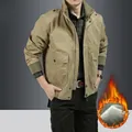 Veste cargo homme kaki avec doublure polaire, col montant et multiples poches utiles - XL / Khaki Polaire