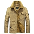 Veste cargo d'hiver pour hommes en kaki avec doublure polaire et broderie outdoor - XL / Kaki