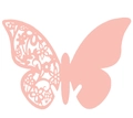 Rosa 3D-Schmetterling Wandsticker mit lasergeschnittenem Hohlmuster auf weißem Grund - Rosa