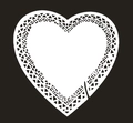 Elegant white laser-cut heart glass card with intricate floral lace pattern for weddings - White