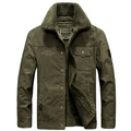 Veste d'hiver homme vert militaire doublée sherpa en sergé de coton épais avec broderie - 4XL / Vert Militaire