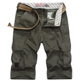 Short cargo homme vert olive à poches multiples avec ceinture tressée kaki robuste - EU 44 / Vert Haricot