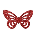 Dettaglio di adesivi murali farfalla 3D rossi glitterati traforati per decoro feste - Rosso