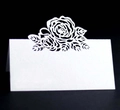 Marque-place blanc élégant découpé au laser avec motif de rose pour table de mariage - Blanc
