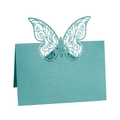Teal laser-cut butterfly place cards with pearl finish for wedding and party table decor - Tiffany Blue