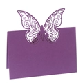 Elegant laser-cut purple butterfly place card for wedding tables and party seating - Dark Purple