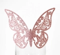 Tarjeta de mesa mariposa de papel brillante rosa con delicados detalles calados láser - Rosa con Purpurina
