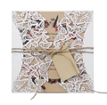 Kit d'invitation papillon découpé au laser avec inserts en papier kraft et corde de chanvre - Couverture + Feuille Intérieure + Enveloppe + Étiquette en Ficelle / Blanc