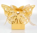 Scatola per dolci farfalla tagliata al laser in oro lucido con fiocco in organza coordinato - Oro
