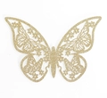 Detalle de pegatina de pared mariposa 3D dorada con purpurina y diseño calado - Oro Claro Brillante