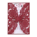 Elegante invito di nozze bordeaux tagliato al laser con stampa floreale bianca e farfalla - Rosso scuro