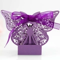 Hollow-out purple butterfly wedding favor box made of shimmering pearlescent paper - Dark Purple