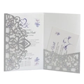 Invito matrimonio glitter argento tagliato a laser con decoro floreale viola e cartolina - Argento Glitter