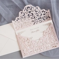 Elegante set inviti matrimonio rosa intagliato al laser con inserto e busta bianca - Rosa Carne