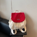 Mini sac à dos rouge et blanc avec cordon de serrage pour un style urbain chic - Rouge (Grand)