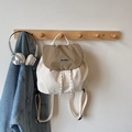 Mini leisure backpack in beige and khaki contrast color with nylon drawstring design - Khaki (Small)