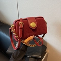 Borsa a tracolla retrò bordeaux in pelle scamosciata con logo elefante dorato - Borgogna
