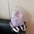 Mini casual backpack in lavender purple lightweight nylon with multi-pocket design - Purple