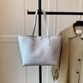 Sac fourre-tout argenté minimaliste avec cuir à motif litchi et finition métallique - Argent Sans Pendentif