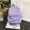 Lightweight lavender and grey outdoor sports backpack with blue elastic cord and pink zip pull - Large / Purple