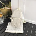 Fashionable off-white lightweight outdoor sports backpack with elastic drawstring and pockets - Small / White