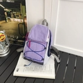 Light purple and grey outdoor backpack featuring blue elastic cords and side mesh pocket - Small / Purple