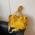 Ginger yellow canvas tote bag with adjustable strap and small round coin purse - Yellow