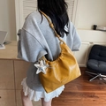 Bright yellow pleated cloud tote bag with star pendant and knotted shoulder strap - With Charm / Yellow