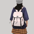 Pink large-capacity outdoor backpack with flap closure and adjustable black buckles - Light Pink