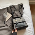 Chic vintage patchwork small backpack with grey suede and black leather texture - Black without Pendant