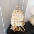Mini sac à dos jaune à carreaux avec nœuds élégants et fermetures éclair argentées - Jaune