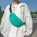 Bright green nylon waist bag for men with adjustable black strap and buckle - Green