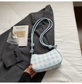 Sac sous le bras à carreaux bleu clair avec nœuds décoratifs et logo MIKANIDL - Sans pendentif / Bleu