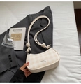 Sac à bandoulière crème à carreaux avec nœud élégant et logo Mikaxiqi moderne - Sans pendentif / Blanc Cassé