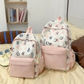 Ensemble de sacs à dos à pois pour filles blanc crème et rose style scolaire - Grand / Rose