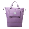 Large capacity purple travel bag with expandable bottom and waterproof nylon fabric - Purple