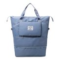 Expandable haze blue travel duffel bag with dry-wet separation and large capacity - Blue
