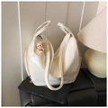 Creamy white large tote bag with cute astronaut bunny charm and smooth PU leather finish - White