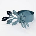 Rond de serviette en forme de feuille bleu sarcelle avec design ajouré élégant - Indigo miroir
