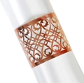 Rond de serviette élégant en or rose avec motif floral découpé au laser et métal fini - Or Rose Réfléchissant